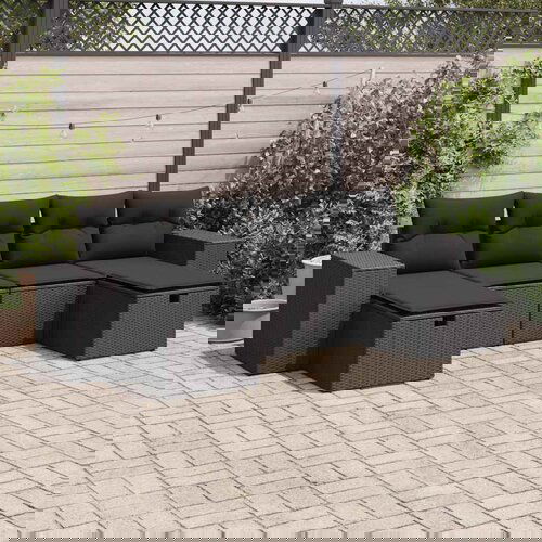 VidaXL 6-dijelni set vrtnih sofa s jastucima crni od poliratana Slike