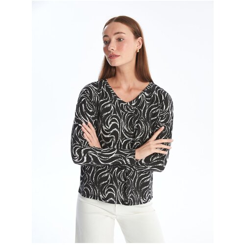 LC Waikiki V-Neck Patterned Long Sleeve Women's Blouse Slike