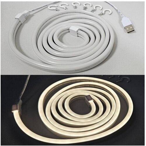  led fleksibilna traka neon LED/5V usb, 1,8 m, bela Cene