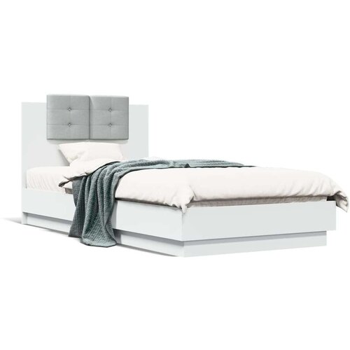 vidaXL Okvir za krevet s uzglavljem bijeli 75x190 cm konstruirano drvo Cene