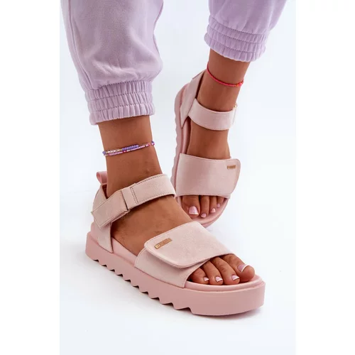 Big Star Women's Suede Platform Sandals Pink