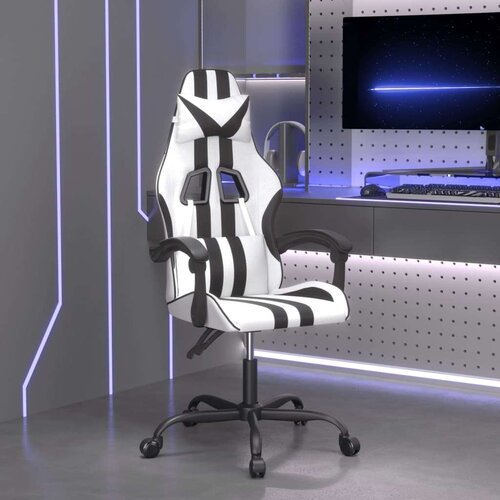  Gaming stol bela in črna umetno usnje, (21377843) Cene