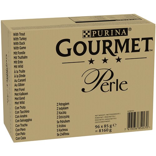 Gourmet Mega pakiranje Perle 96 x 85 g - Pastrva, puretina, pačetina, divljač Cijene