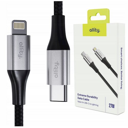 ALLITY kabel AUC-01 USB-C Lightning 1,0 m 27W CRNI Slike