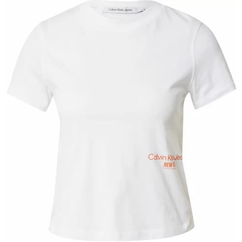 Calvin Klein Jeans Majica oranžna / bela