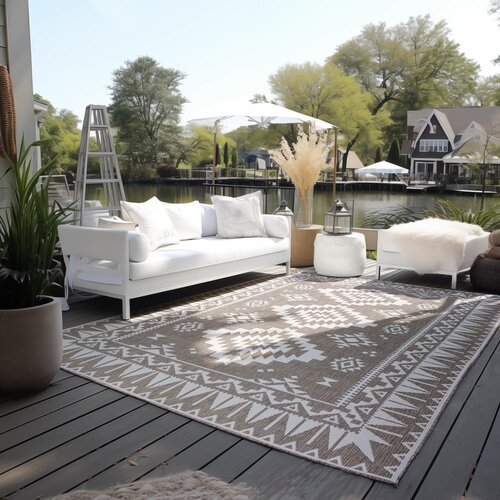 Elle Decoration Smeđi/krem vanjski tepih 160x230 cm Gemini &amp;ndash; Slike