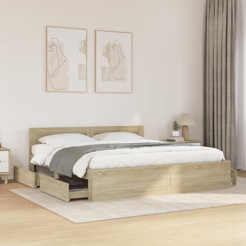 Furnova Posteljni okvir z vzglavjem sonoma hrast 180x200 cm inž. les, (21940622) Slike