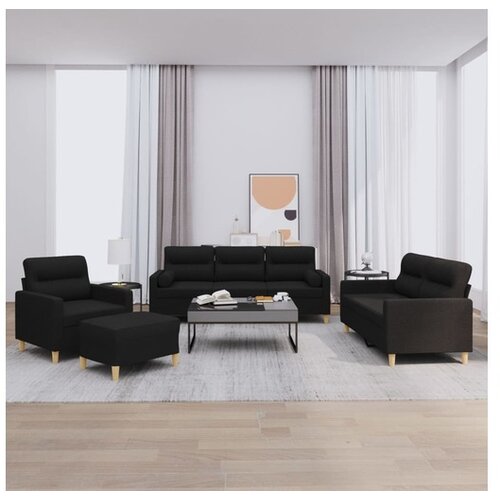 vidaXL 4-dijelni set sofa s jastucima crni od tkanine Cijene