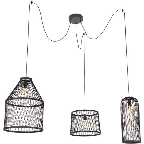 QAZQA Smart buiten hanglamp zwart rotan 3-lichts incl. LED - Calamus Cene
