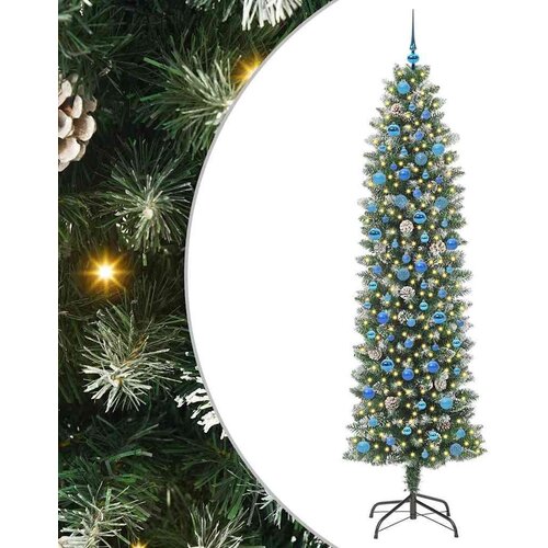 vidaXL Umetno vitko božično drevo med 300 LED Zelena in bela 240 cm Cene