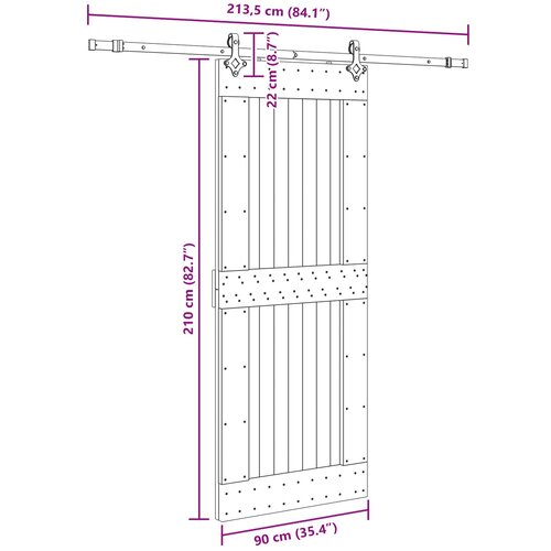  Klizna vrata NARVIK Prirodna i crna 90 x 210 cm (213,5 cm) Slike