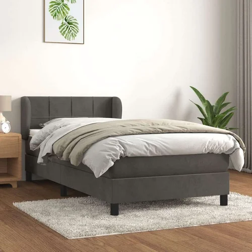 Box spring krevet s madracem tamnosivi 90x190 cm baršunasti