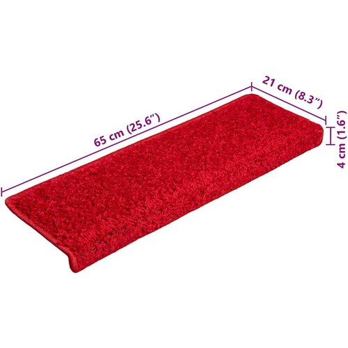  Otirači za stepenice 20 kom 65 x 21 x 4 cm crveni Slike