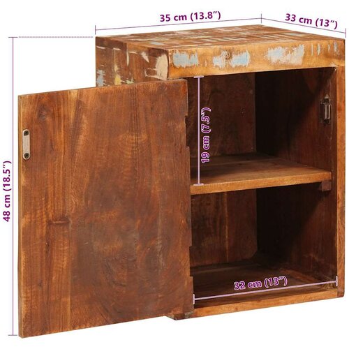 VidaXL Noćni ormarić Smeđa 35 x 33 x 48 cm Reciklirano solidno drvo Slike