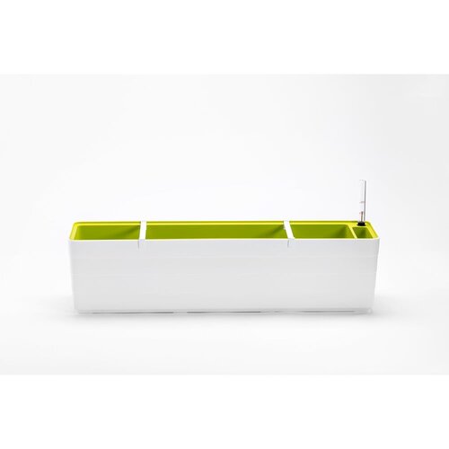 Plastia bijelo-zelena samozalijevajuća tegla za cvijeće Berberis, dužina 78 cm Slike