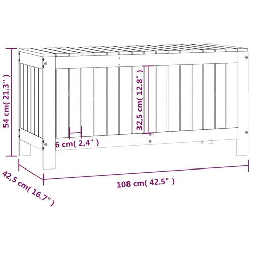  Vrtna kutija za pohranu 108 x 42,5 x 54 cm od masivne borovine Slike