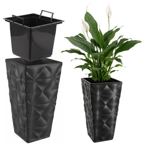 KADAX Vrtni lonec z vstavkom za rože, visok, terasast, 75 cm, antracit, (5000352824) Cene
