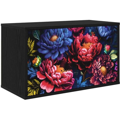 vidaXL TV ormar za montažu na zid KIEL 69 x 33 x 40 cm Crni hrast - Crni hrast Tamni cvjetni uzorak Cijene