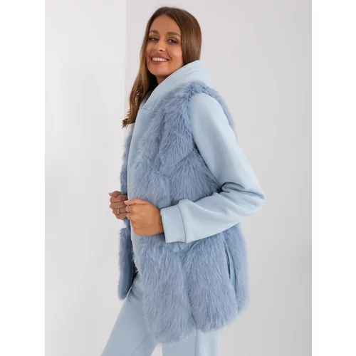 Fashion Hunters Light blue vest with fur