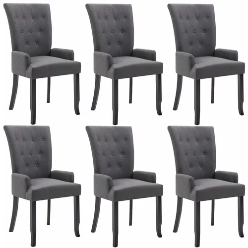 vidaXL Jedilni stoli z naslonjali za roke 6 kosov temno sivo blago, (20851234)