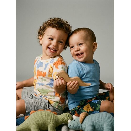 Sinsay Pamučne majice s printom dinosaura 2 pack Slike