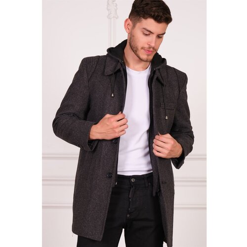 Dewberry PLT8335 MEN&amp;#039;S COAT-DIAGONAL BLACK-ANTHRACITE Slike