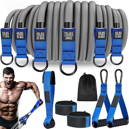 INF 12-delni (300 lbs) večnamenski komplet elastičnih trakov za vadbo doma Blue+Orange, (5000314077) Cene