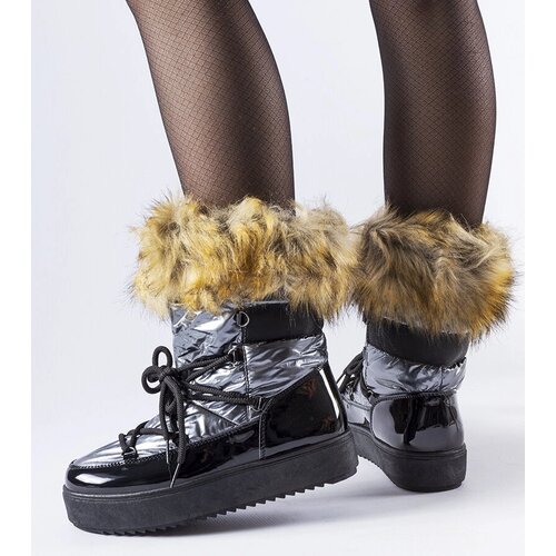 Gemre Grey insulated snow boots with fur Battle Cene
