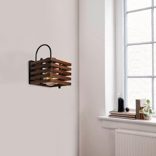 Opviq Avni kare ahşap ceviz aplik Brown Wall Lamp Cene