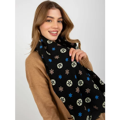 Fashion Hunters Lady's black scarf with print