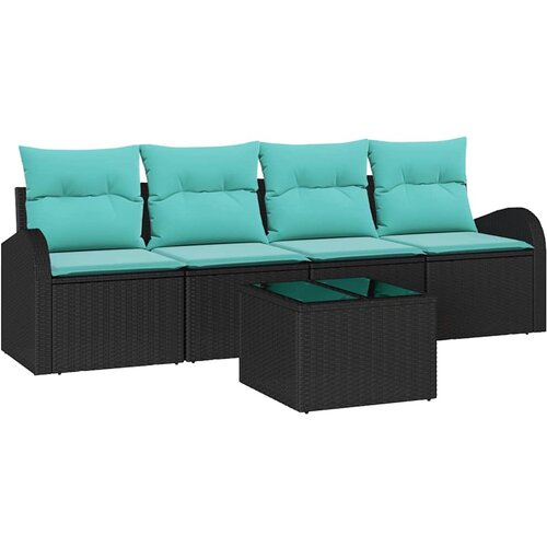 vidaXL Vrtna sedežna garnitura 5 pcs Črna in turkizna 55 x 55 x 37 cm, (5000020732) Cene
