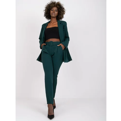 Fashion Hunters Dark green classic Giulia high-waisted pants