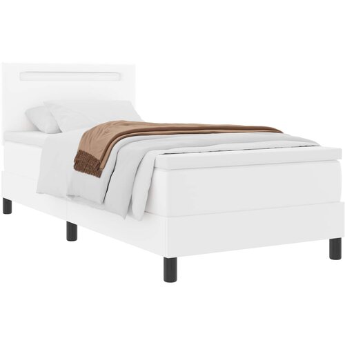 VidaXL Postelja z vzmetnico z vzmetnico Bela 90 x 190 cm Umetna koža, (5000126880) Slike