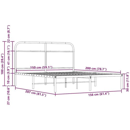 VidaXL Okvir kreveta bez madraca dimljena boja hrasta 150x200cm drveni Slike