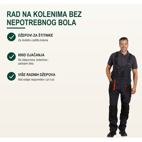TEKTON PRO Radni polukombinezon Hammer, Tamnosivi Cene