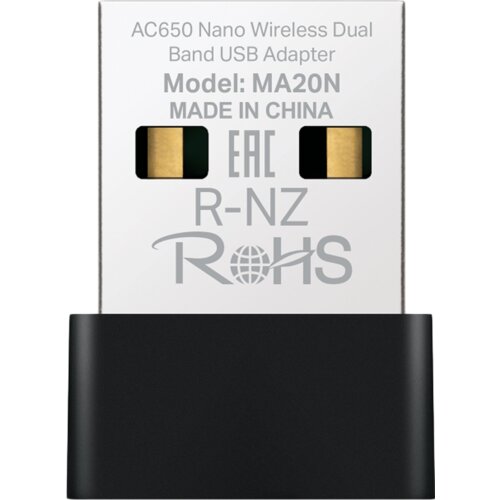 Mercusys MA20N AC650 Nano Wi-Fi USB Adapter, 200 Mbps at 2.4 GHz + 433 Mbps at 5 GHz, 1× Internal Antenna,... Cijene