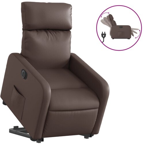 Maison Chic Električni naslanjač - Relax naslanjač s funkcijo vstajanja rjavo umetno usnje, (22062621) Cene
