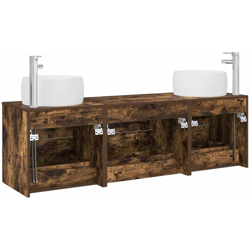  Set namje&amp;scaron;taja za kupaonicu 3 kom. Dimljeni hrast Smeđa 49,5 x 44,5 x 66 cm Slike