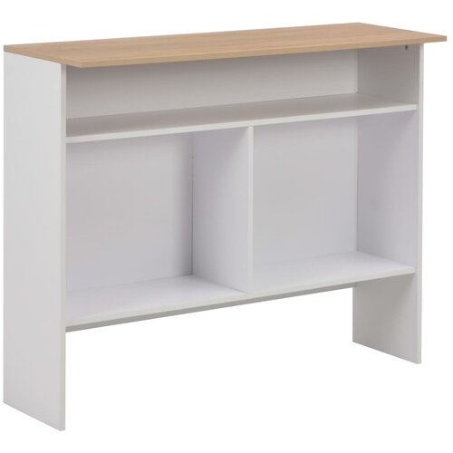  Barski stol s 2 stolne ploče bijelo i boja hrasta 130x40x120 cm Slike