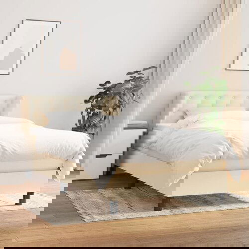 The Living Store Box spring postelja z vzmetnico krem 90x200 cm blago - Box Spring Postelja, (21513644) Cene