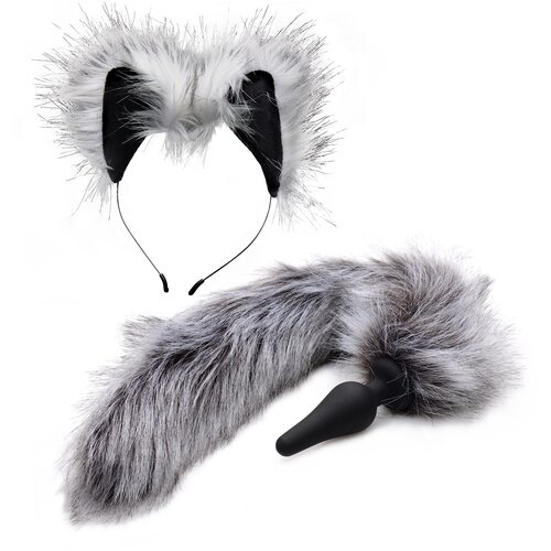 Tailz Grey Wolf Tail and Ears Set Gray Cene
