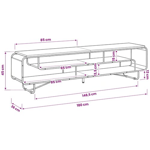  TV stalak 180 x 36 x 45 cm Hrast sonoma Konstruirano drvo Slike