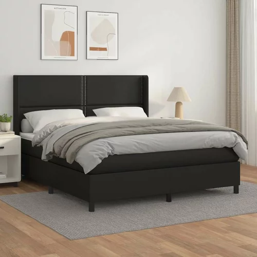  Box spring postelja z vzmetnico črn 160x200 cm umetno usnje, (20723698)