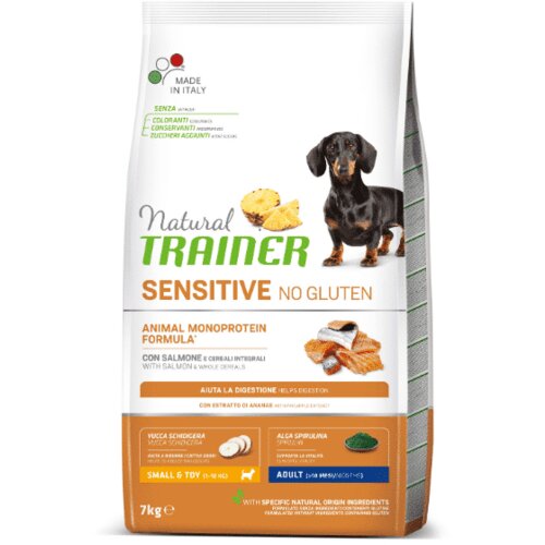 Trainer natural small & toy adult sensitive no gluten losos - 7 kg Cene