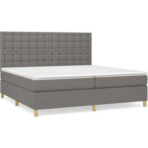  Krevet s oprugama i madracem tamnosivi 200 x 200 cm od tkanine Slike