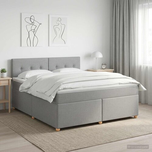  Boxspring krevet s madracem Svjetlosiva 180 x 200 cm Tkanina Cene