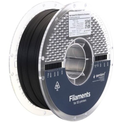 Gembird Filament 3DP-PLA1.75HY-01-BK High Speed 1.75mm 1kg Black Cene