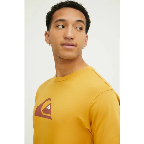Quiksilver Pamučna majica za muškarce, boja: žuta, s tiskom