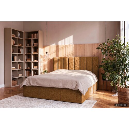 Boxxx OBLAZINJENA POSTELJA 160 cm x 200 cm , tekstil opečnato rjava Slike
