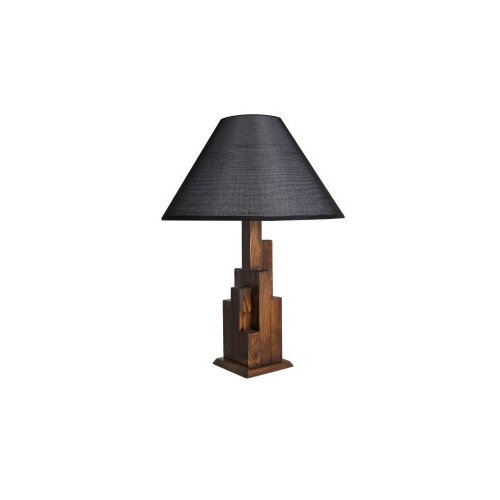 Opviq Kule Ceviz Ahşap Masa Lambası Pramit Hasır Siyah Abajurlu BlackWalnut Table Lamp Cene